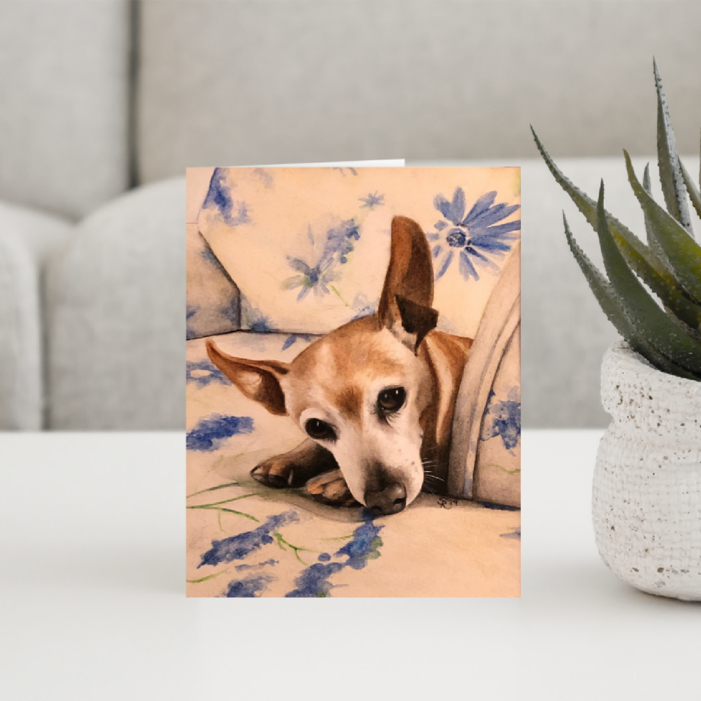 Custom (5" x 7") Pack of 10 Folded Cards (white envelopes) Miniature Pinscher. Personalized Pet Name; Pet Breed; or Personal Greeting.