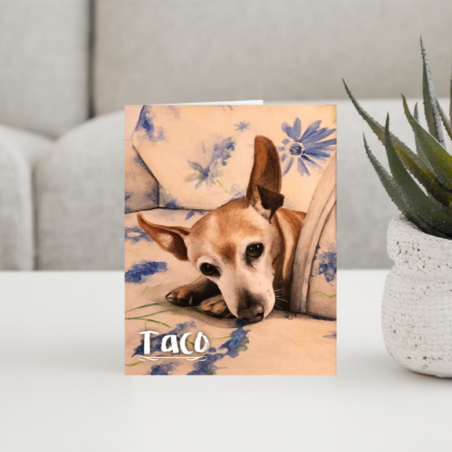 Custom (5" x 7") Pack of 10 Folded Cards (white envelopes) Miniature Pinscher. Personalized Pet Name; Pet Breed; or Personal Greeting.