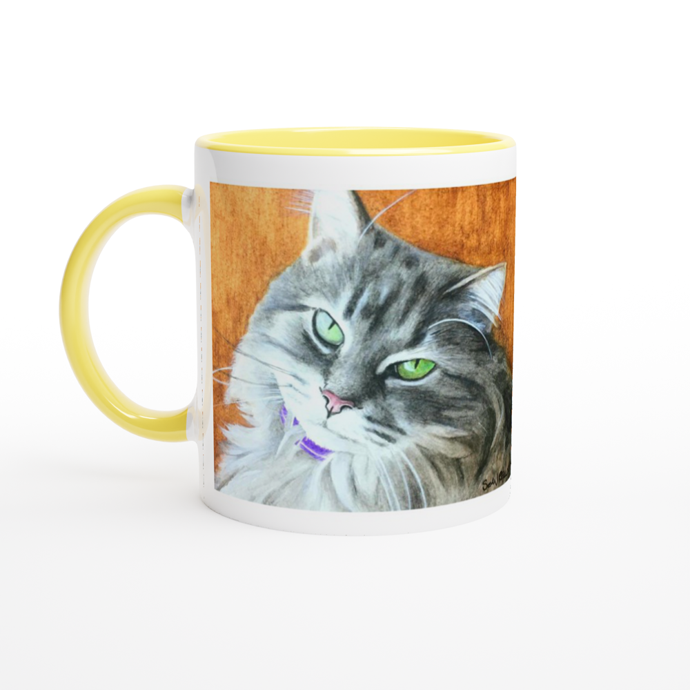 Custom Mug with Color Inside (Gold-Back Cat)