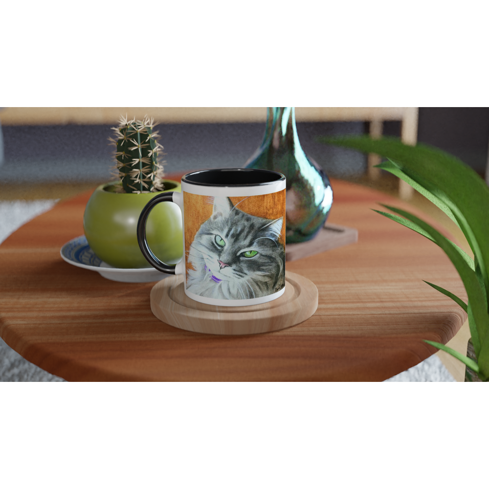 Custom Mug with Color Inside (Gold-Back Cat)