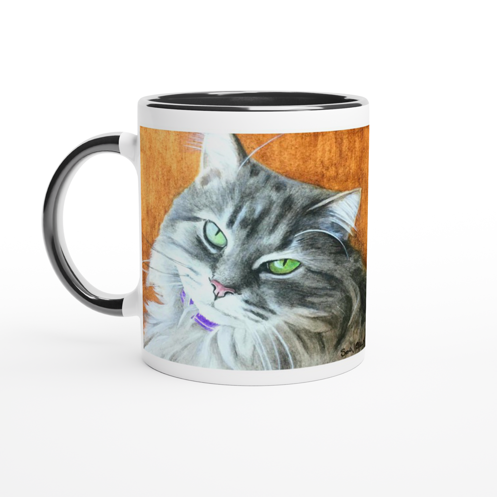 Custom Mug with Color Inside (Gold-Back Cat)