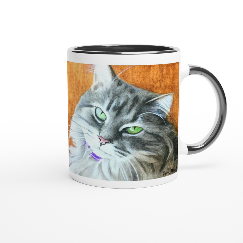 Custom Mug with Color Inside (Gold-Back Cat)