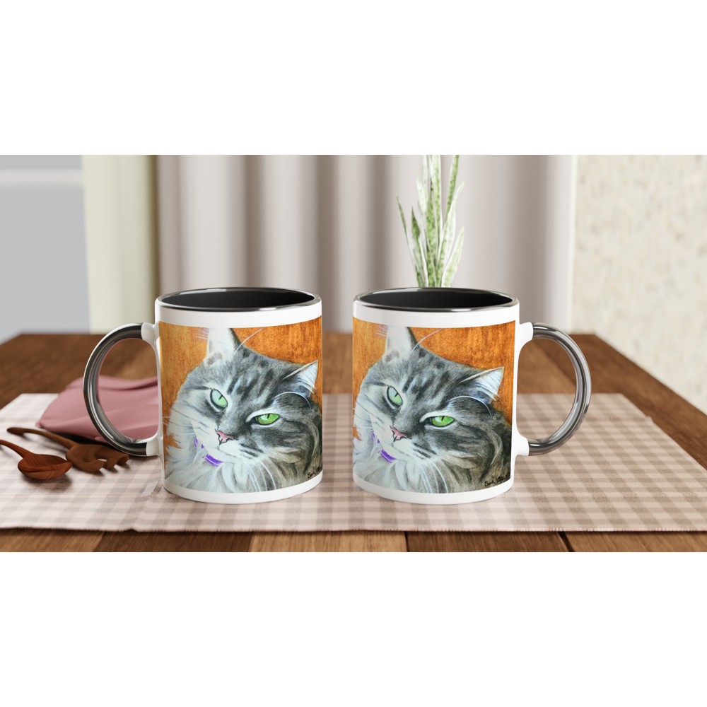 Custom Mug with Color Inside (Gold-Back Cat)