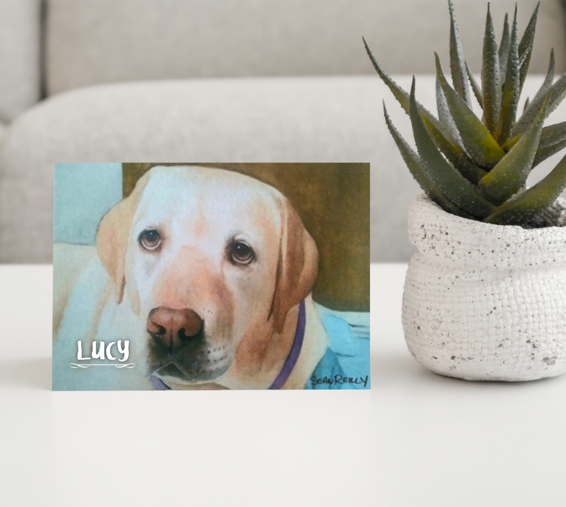 Custom (5" x 7") Pack of 10 Folded Cards (white envelopes) Yellow Labrador. Personalized Pet Name; Pet Breed; or Personal Greeting.