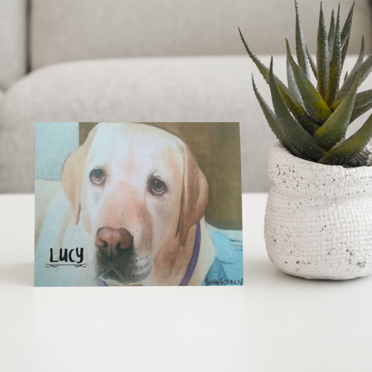 Custom (5" x 7") Pack of 10 Folded Cards (white envelopes) Yellow Labrador. Personalized Pet Name; Pet Breed; or Personal Greeting.
